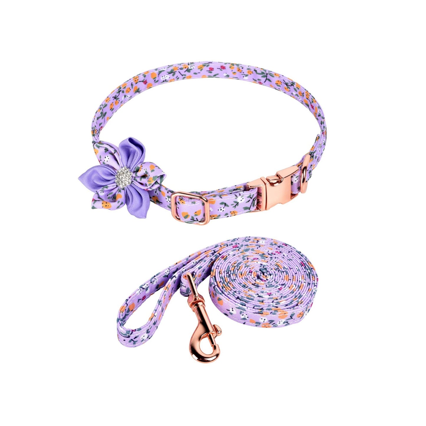 P Dog Collar Purple Floral Large