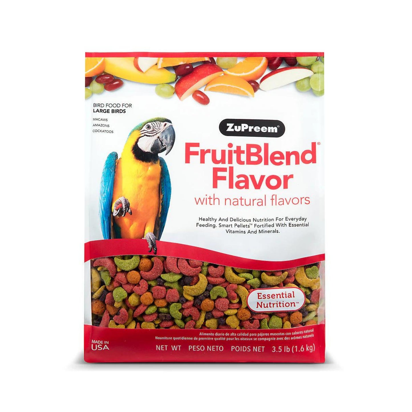 ZuPreem Fruitblend Flavor With Natural Flavors ( For Large Birds Macaws, Amazons, Cockatoos)