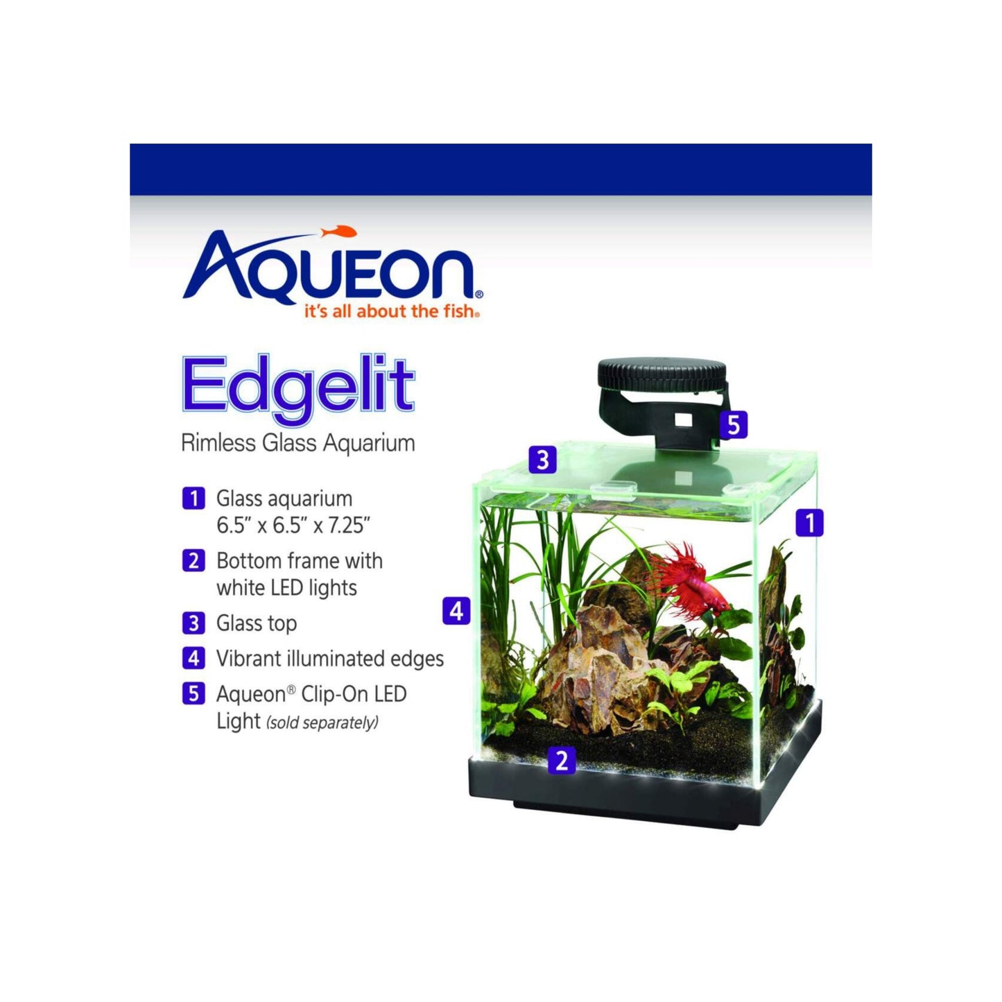 Aqueon Edgelit Rimless glass