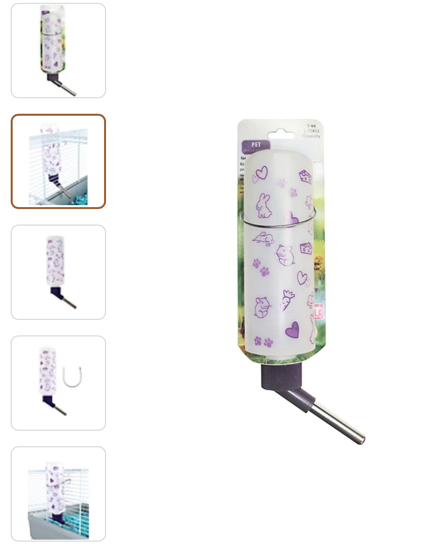 Lixit Critter Brite Small Animal Cage Water Bottle Pack, 8-oz, 12 count