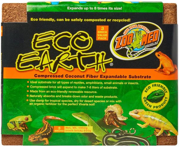 ZOO MED ECO EARTH Compressed Coconut Fiber Expandable Substrate 3 pack
