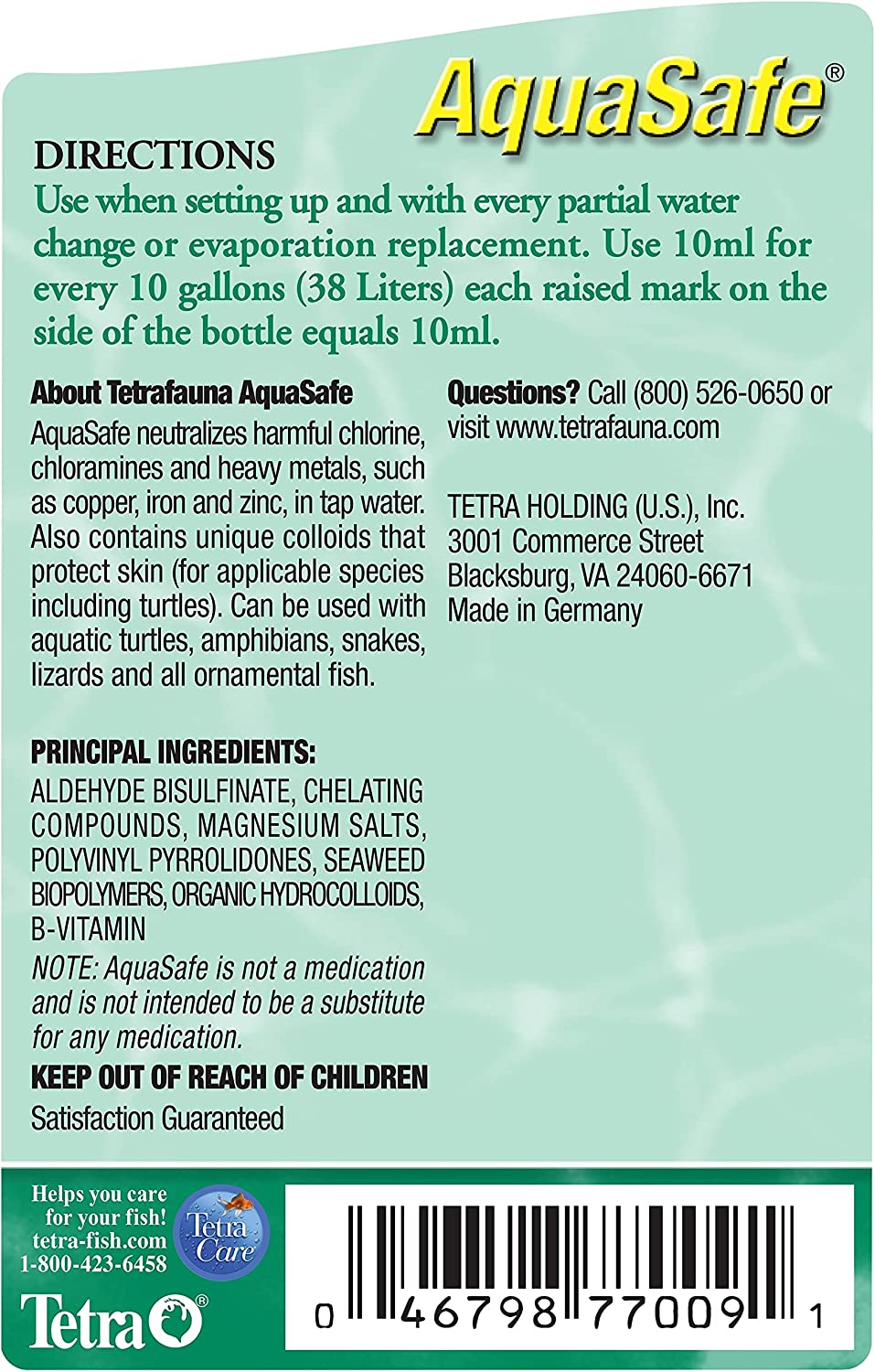 AquaSafe For Reptiles And Amphibians 3.38oz