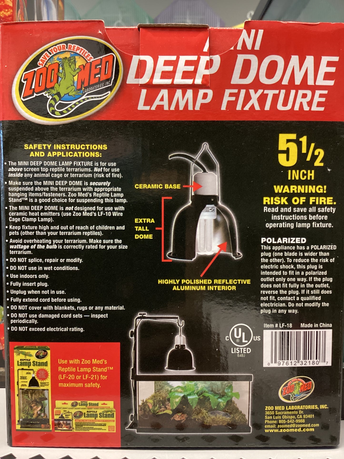 Zoo Med Mini Deep Dome Lamp Fixture - 5.5 Inch