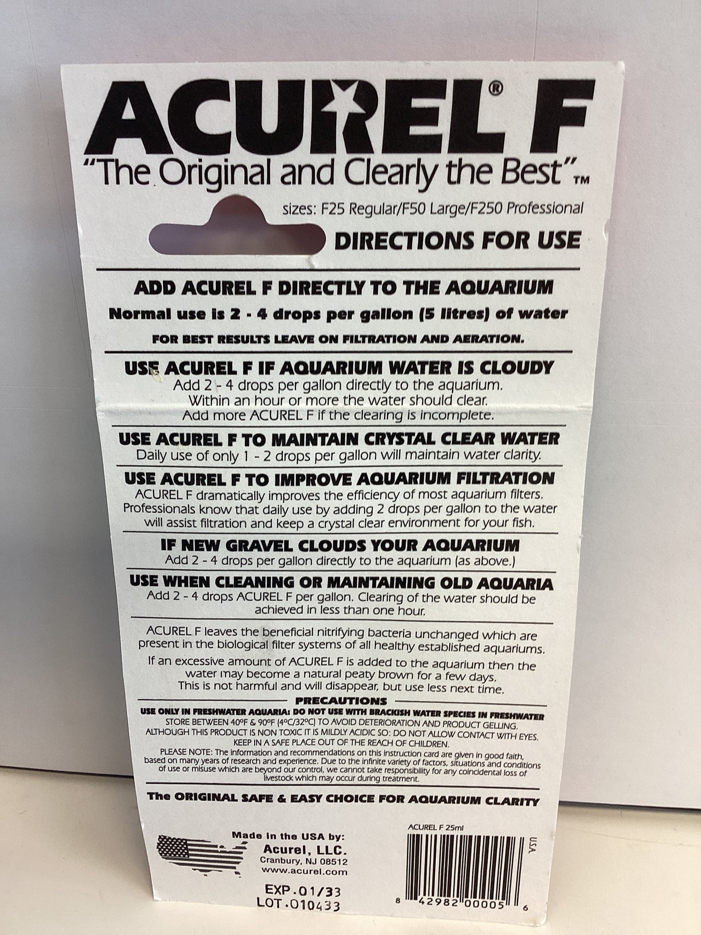 Acurel F aquarium water cristal clear