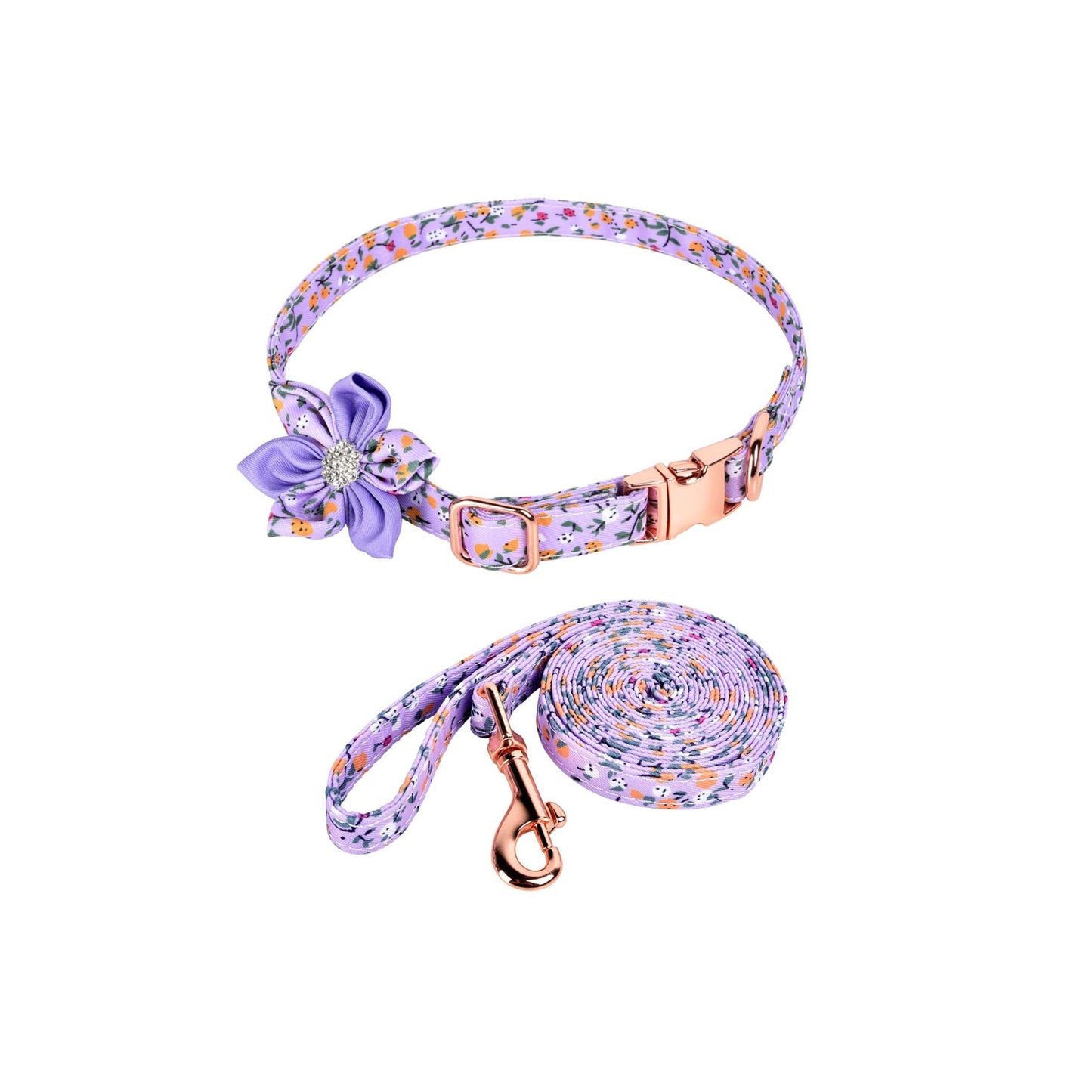 P Dog Collar Purple Floral Medium