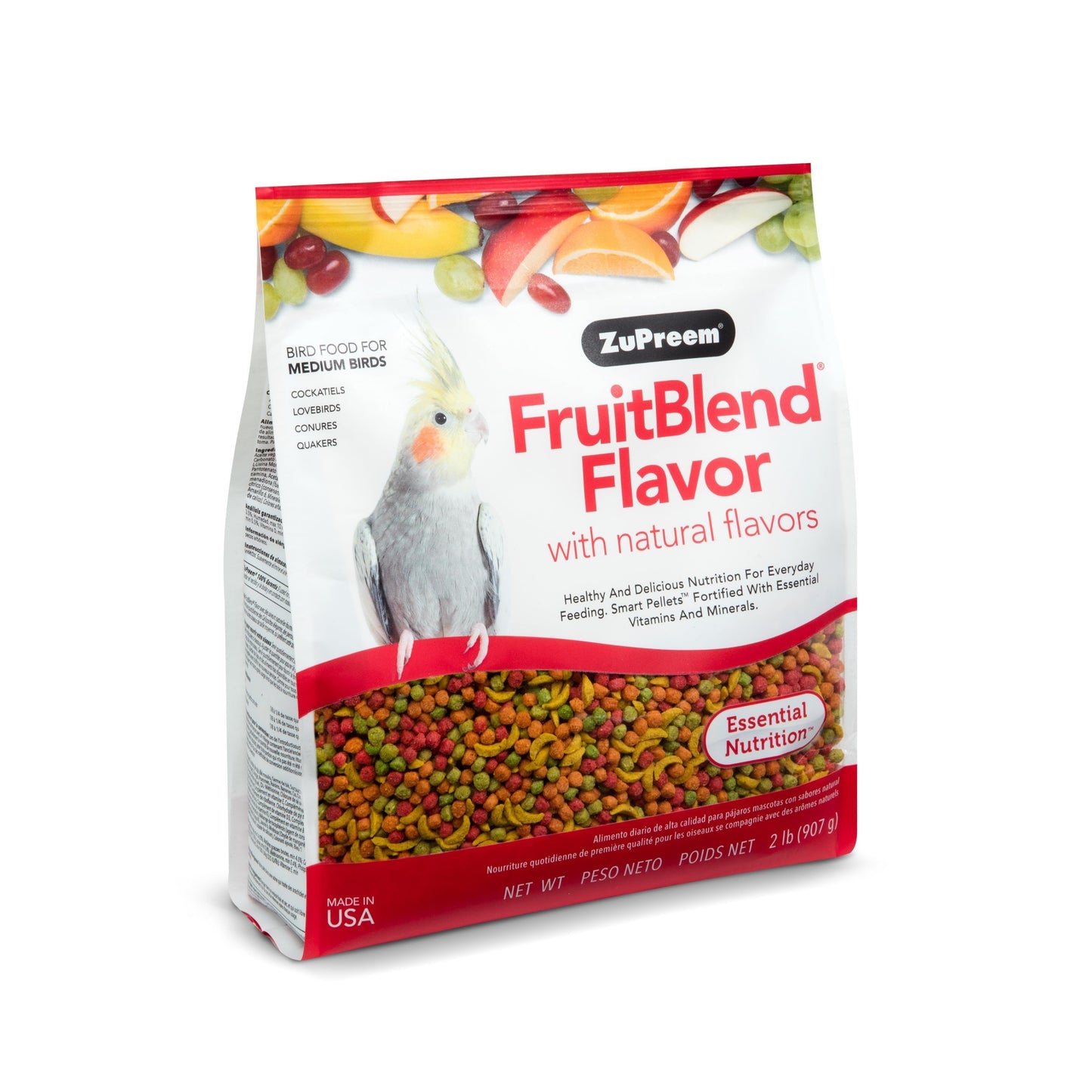 ZuPreem Fruitblend Flavors With Natural Flavors    (For Medium Birds Cockatiels, Lovebirds, Conures, Quakers )