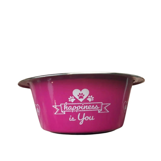 Small Dog Bowl Happines Is You Pink