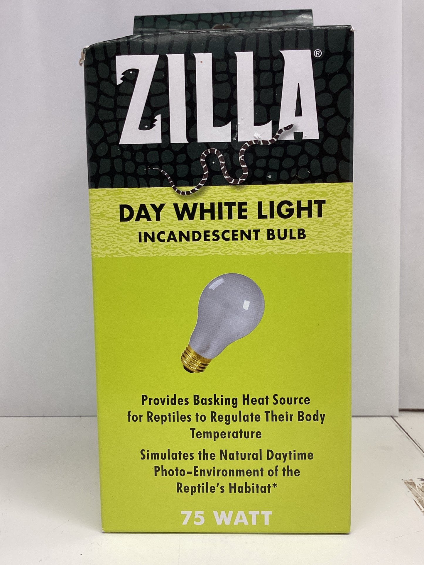 Zilla Day White Light Incandescent Bulb 75W - Reptile Basking Heat Lamp
