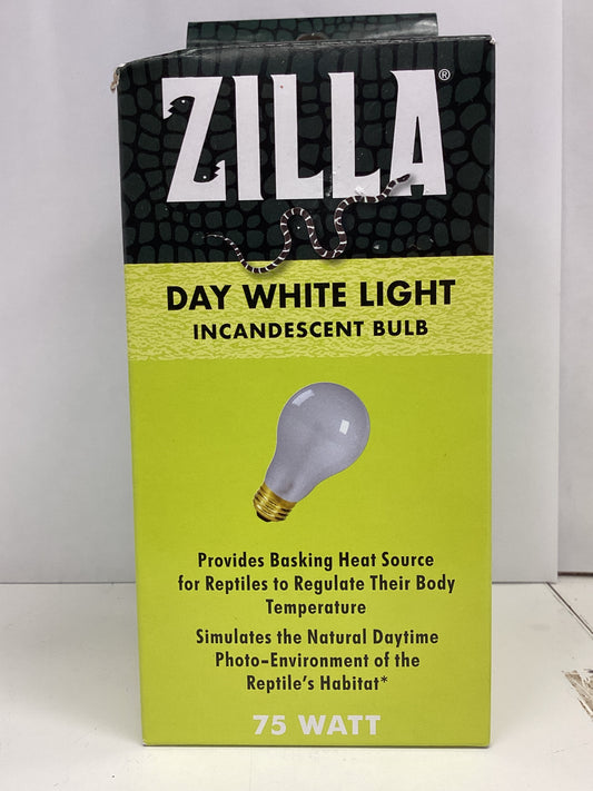 Zilla Day White Light Incandescent Bulb 75W - Reptile Basking Heat Lamp