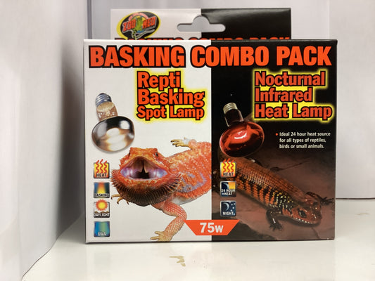 Zoo Med Basking Combo Pack - Repti Basking Spot Lamp & Nocturnal Infrared Heat Lamp 75W
