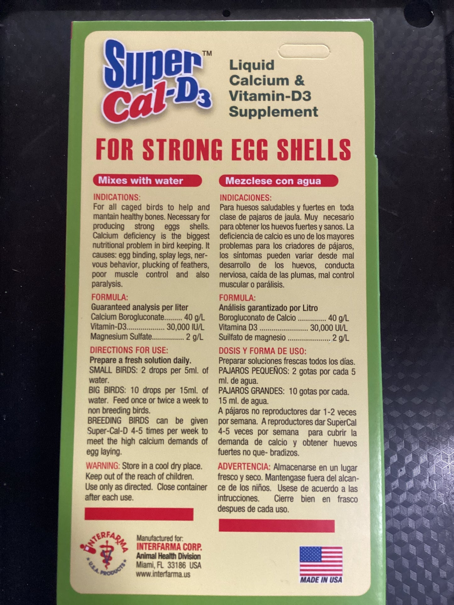 Super Cal-D3 Liquid Calcium & Vitamin-D3 Supplement for Caged Birds