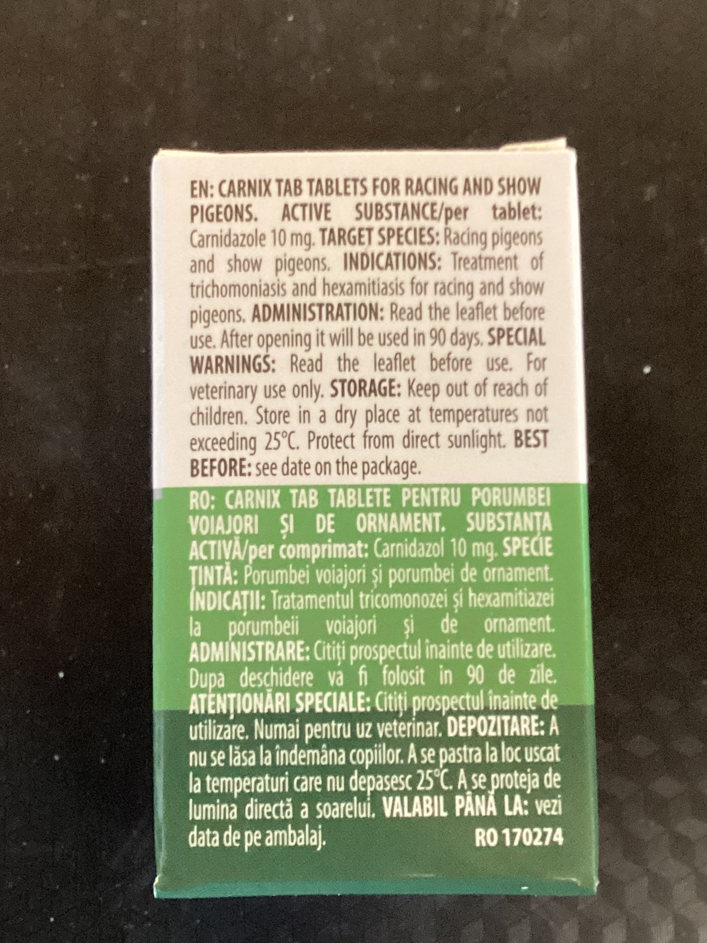 Carnix Tab - Carnidazole 10mg Tablets for Pigeons (50 tablets)